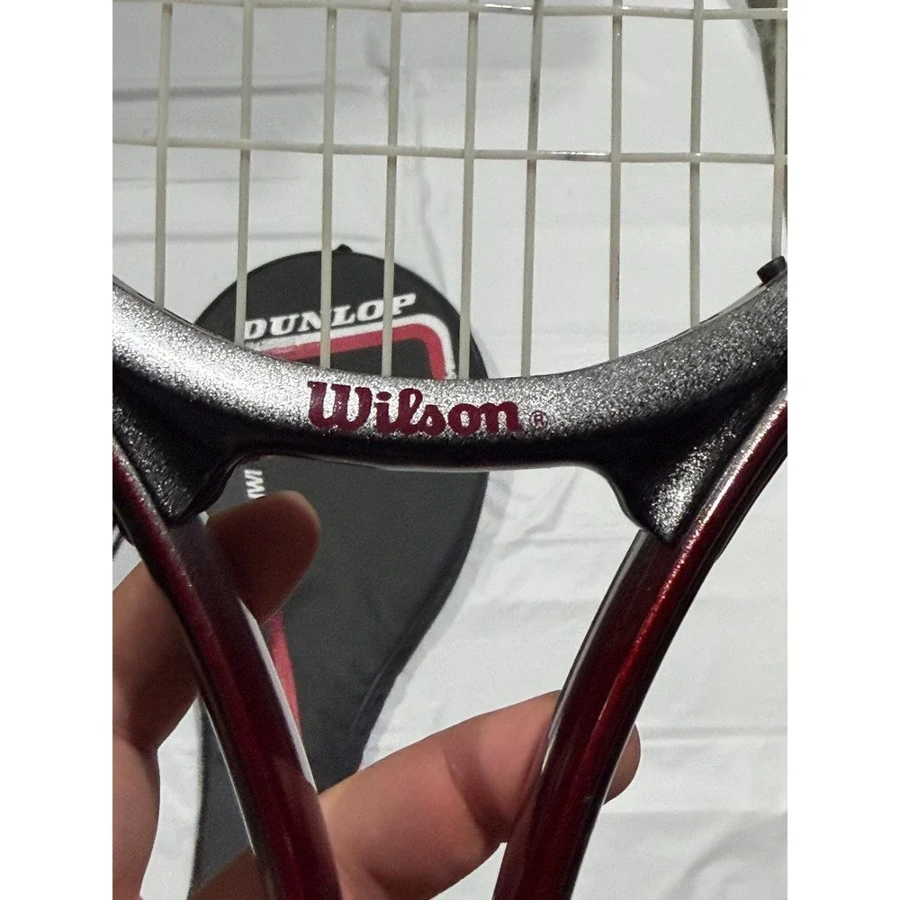 Wilson Alpha Mid Tennis Racquet 4 1/2 L4 Maroon Black with Dunlop Carrying Case